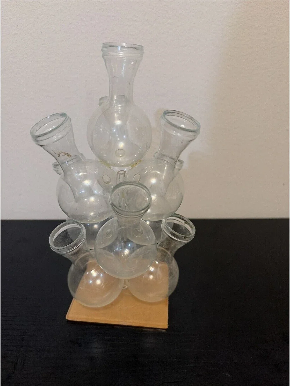 Vintage Floral Floristree Glass Beaker Vase Set 10 Bulbs In Box Lieba Stackable